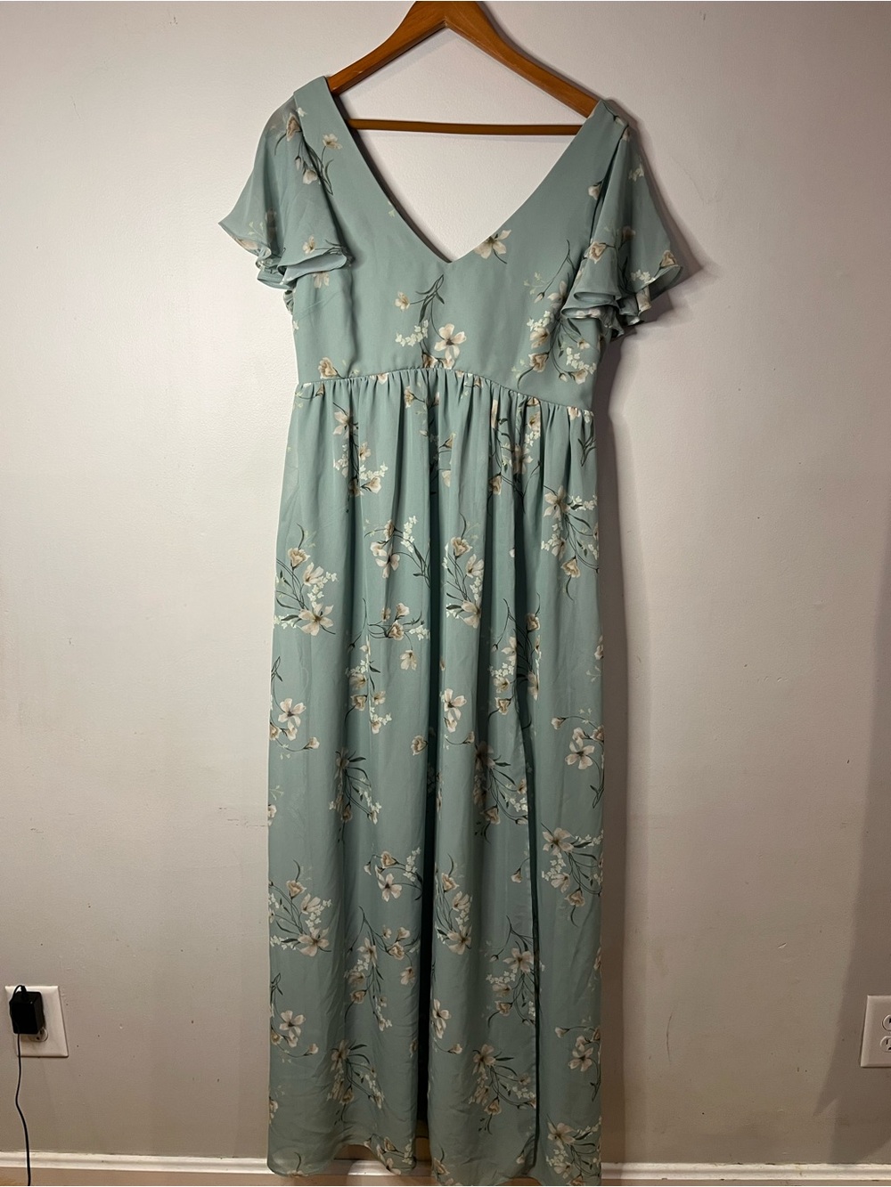 Birdy Grey Hannah Sage La Fleur A-Line Floral Maxi Dress Size 2X